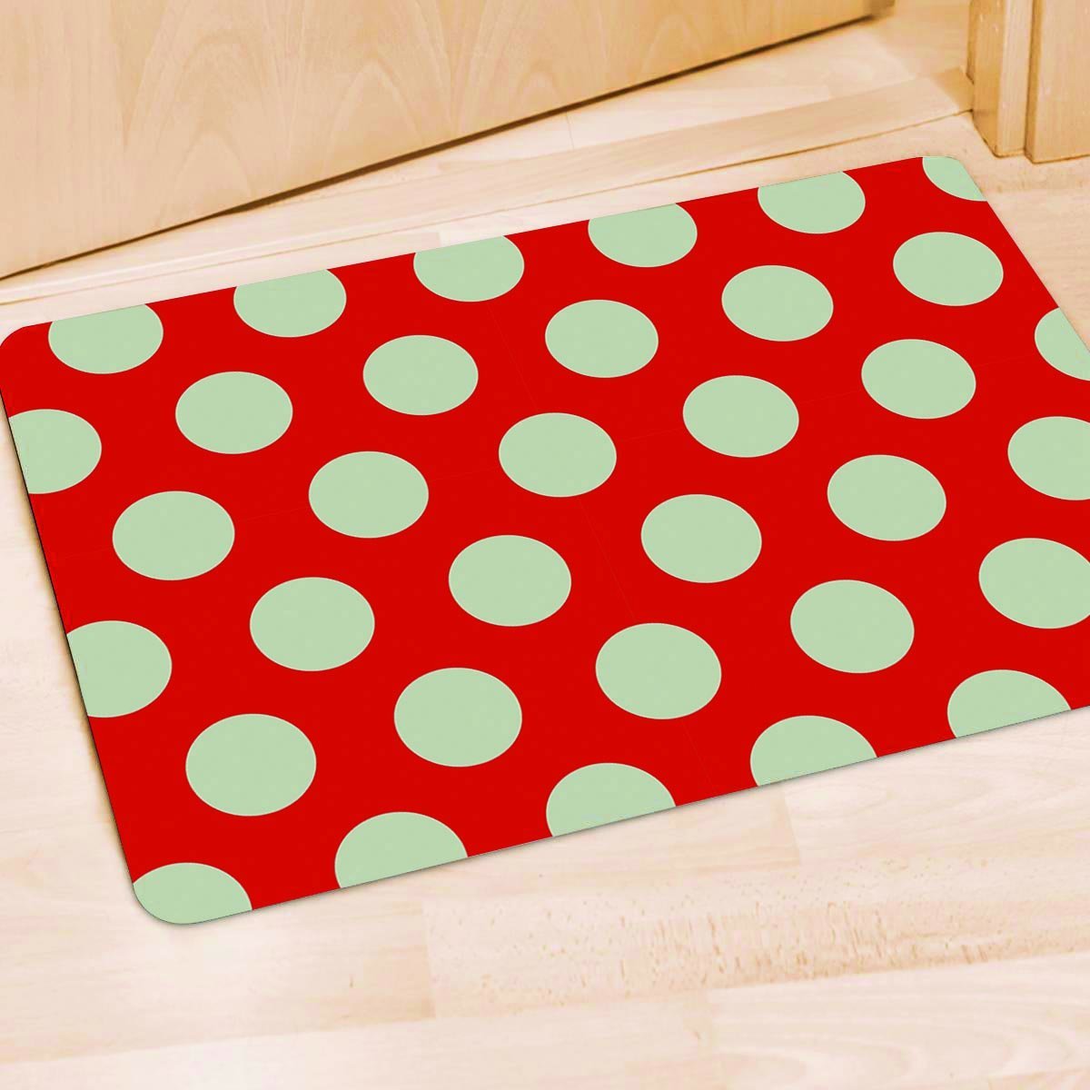 Red And White Polka Dot Door Mat-grizzshop