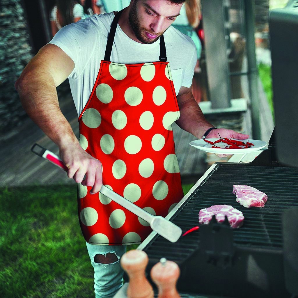 Red And White Polka Dot Men's Apron-grizzshop