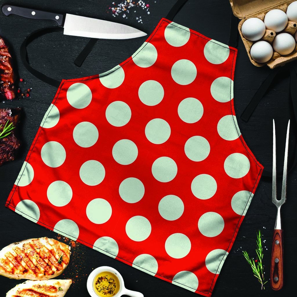 Red And White Polka Dot Men's Apron-grizzshop