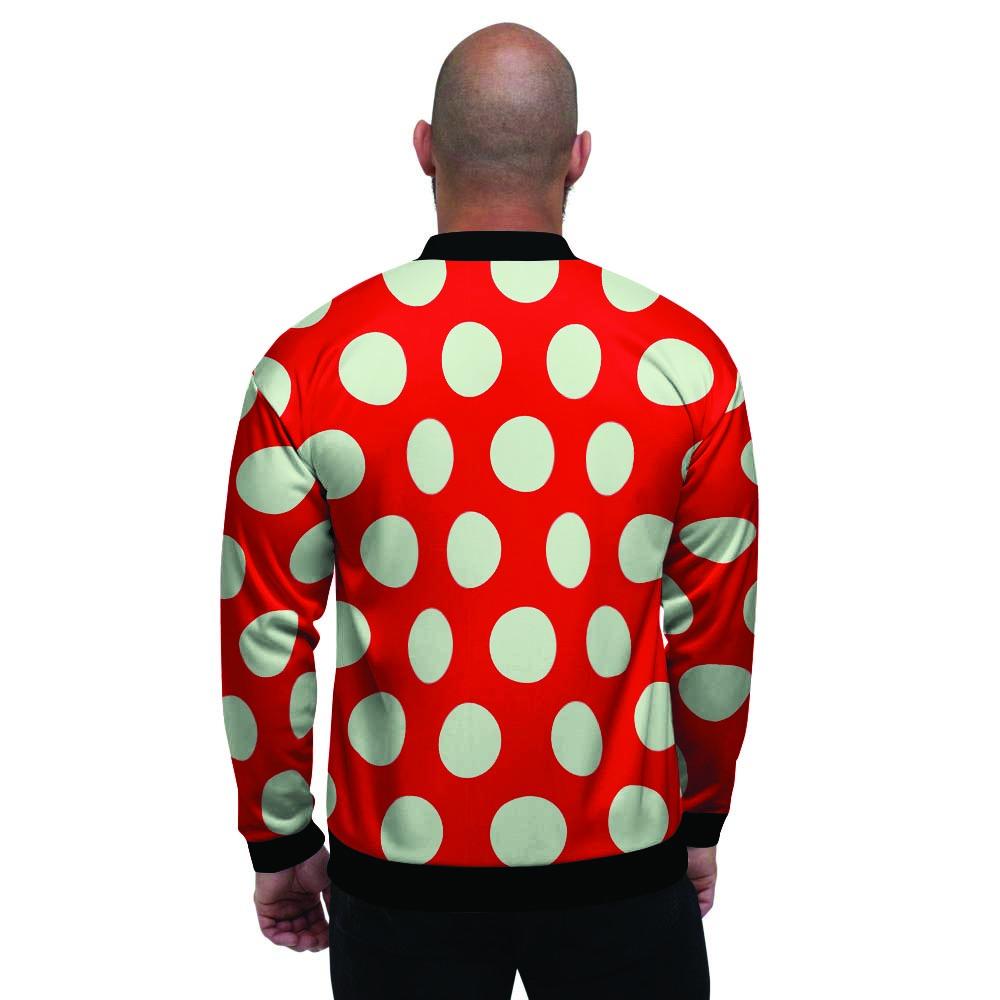 Red And White Polka Dot Men's Bomber Jacket-grizzshop