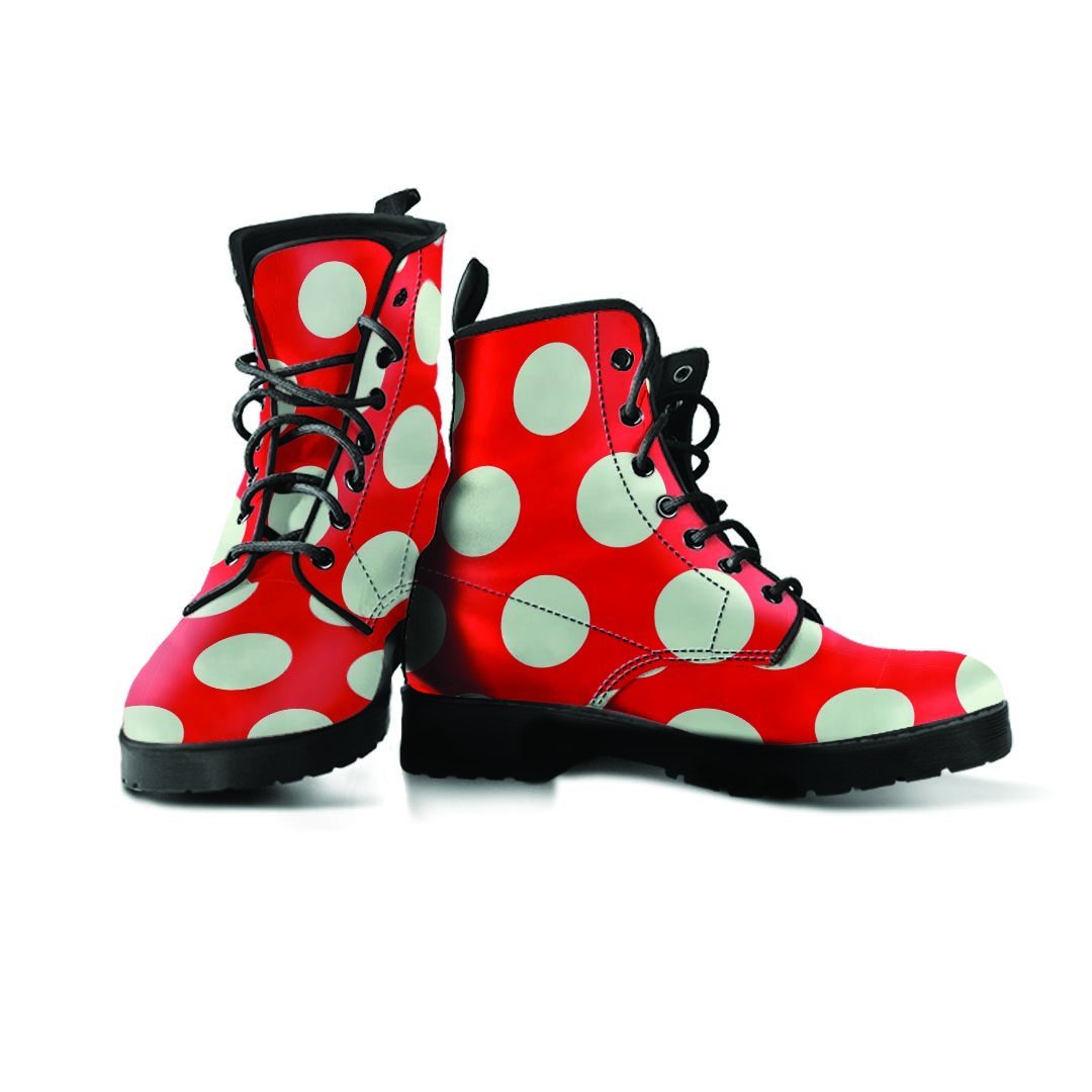 Red And White Polka Dot Men's Boots-grizzshop