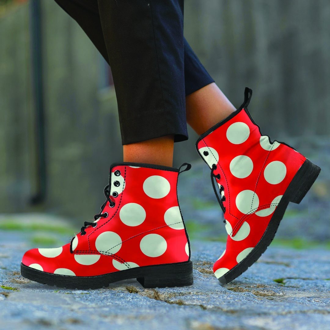 Red And White Polka Dot Men's Boots-grizzshop