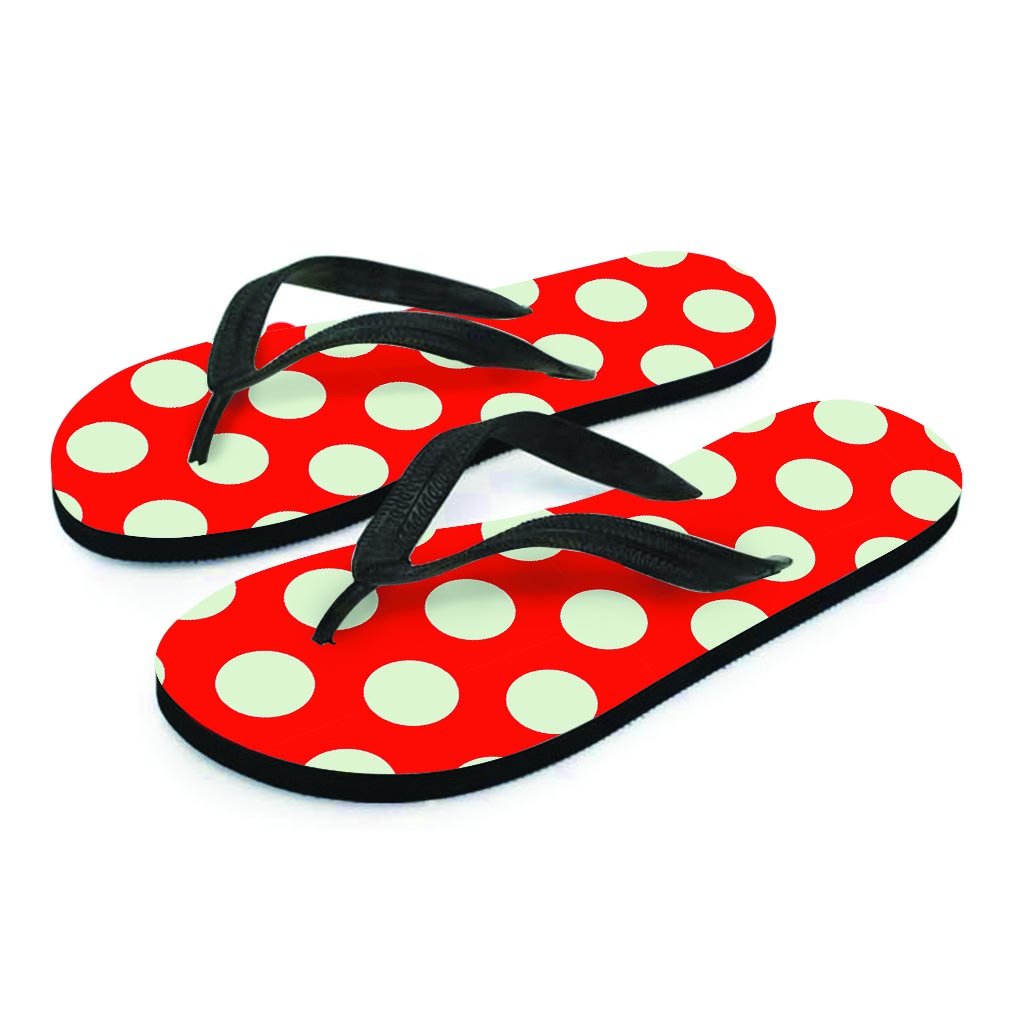 Red And White Polka Dot Men's Flip Flops-grizzshop