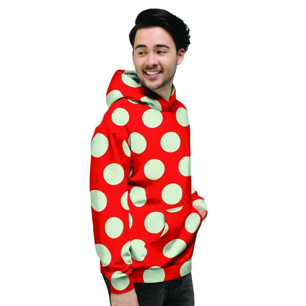 Red And White Polka Dot Men's Hoodie-grizzshop