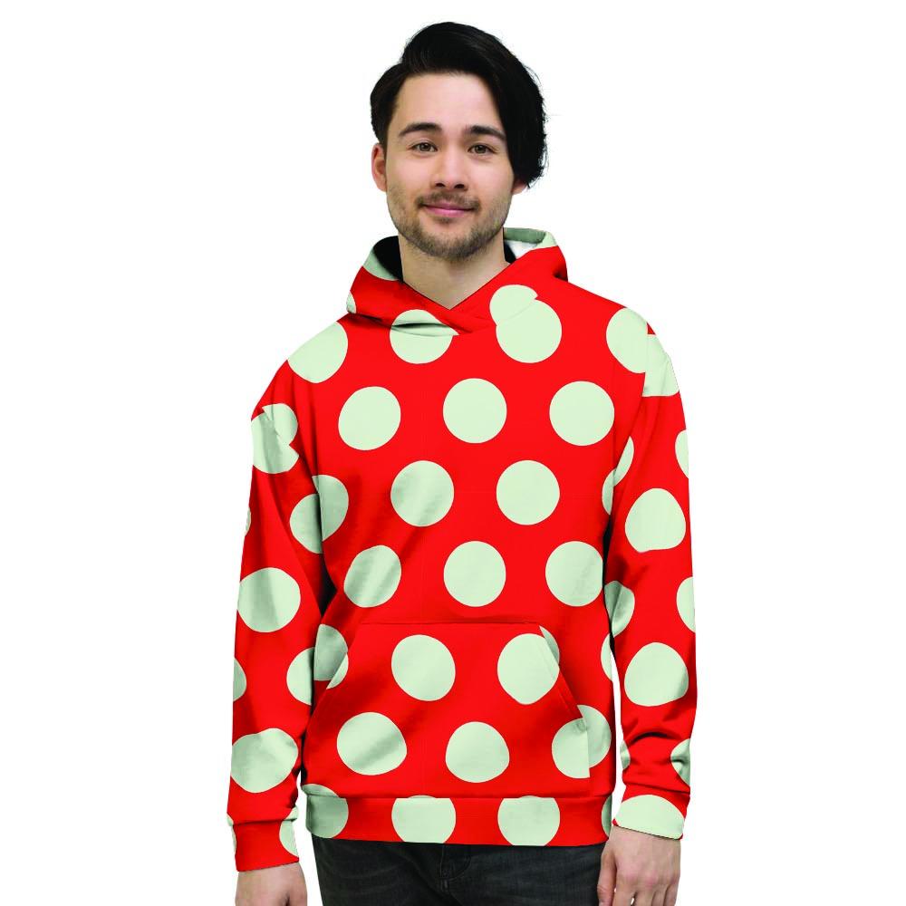 Red And White Polka Dot Men's Hoodie-grizzshop