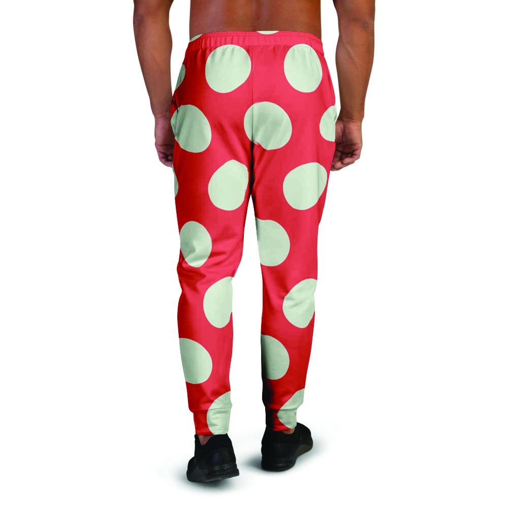 Red And White Polka Dot Men's Joggers-grizzshop