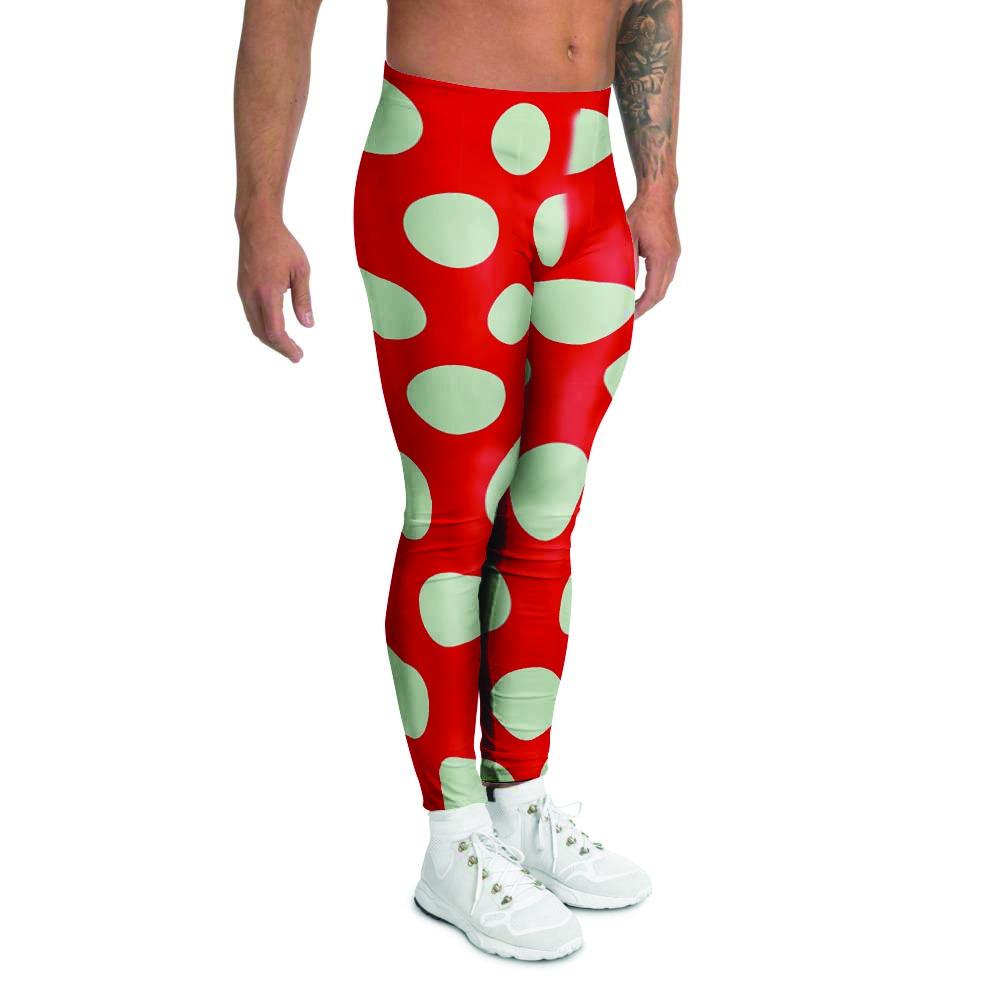 Red And White Polka Dot Men's Leggings-grizzshop