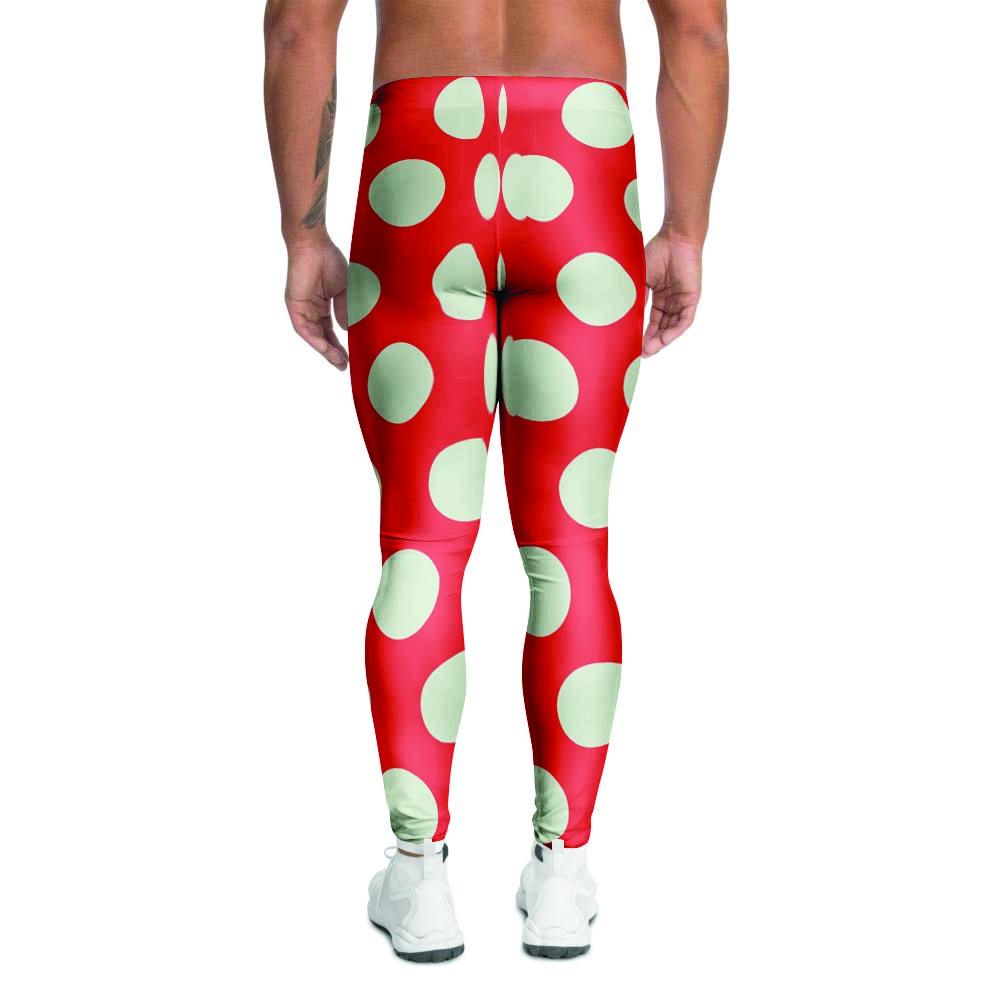 Red And White Polka Dot Men's Leggings-grizzshop