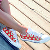 Red And White Polka Dot Men's Low Top Shoes-grizzshop