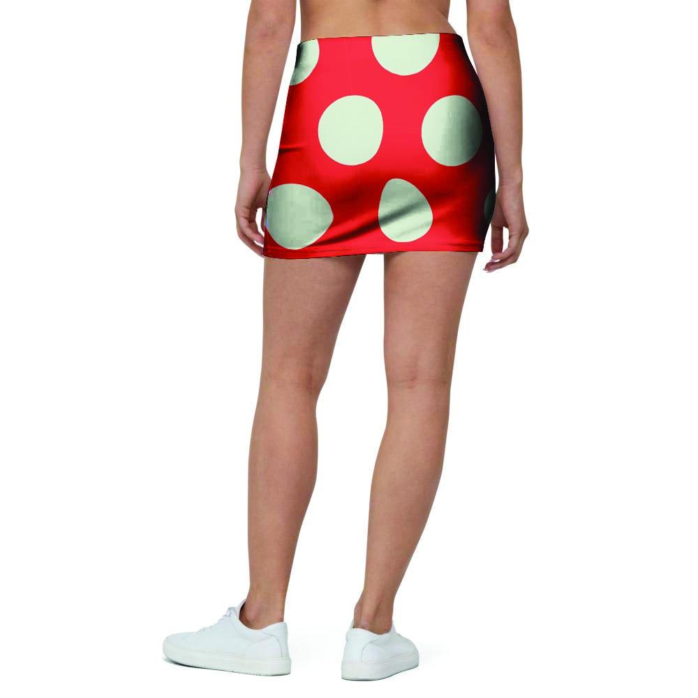 Red And White Polka Dot Mini Skirt-grizzshop