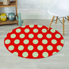 Red And White Polka Dot Round Rug-grizzshop