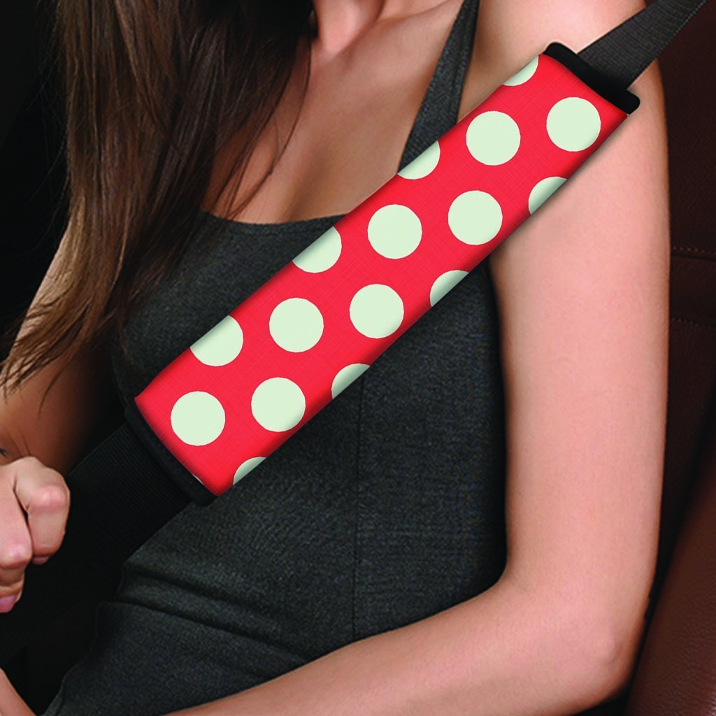 Red And White Polka Dot Seat Belt Cover-grizzshop