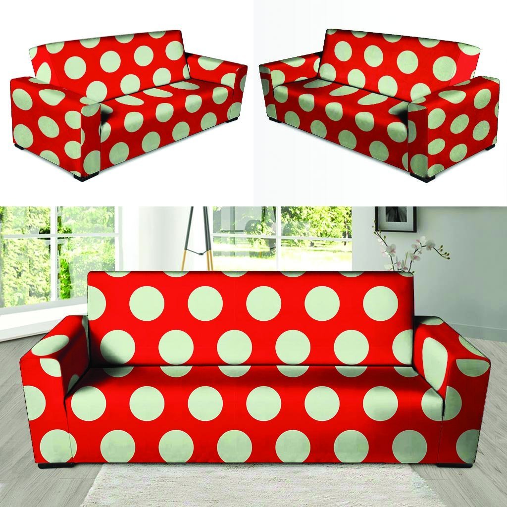 Red And White Polka Dot Sofa Cover-grizzshop