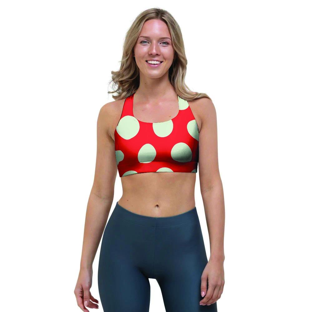 Red And White Polka Dot Sports Bra-grizzshop