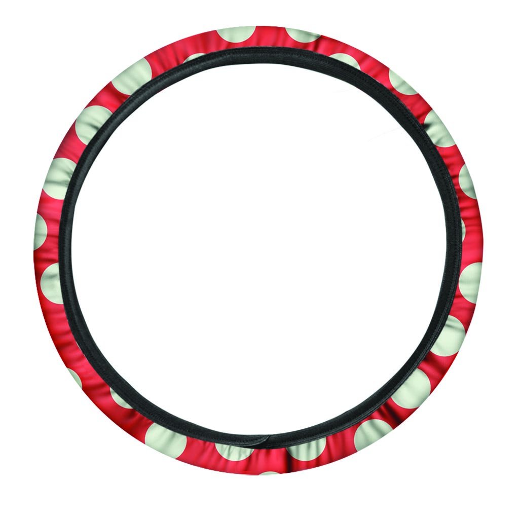 Red And White Polka Dot Steering Wheel Cover-grizzshop