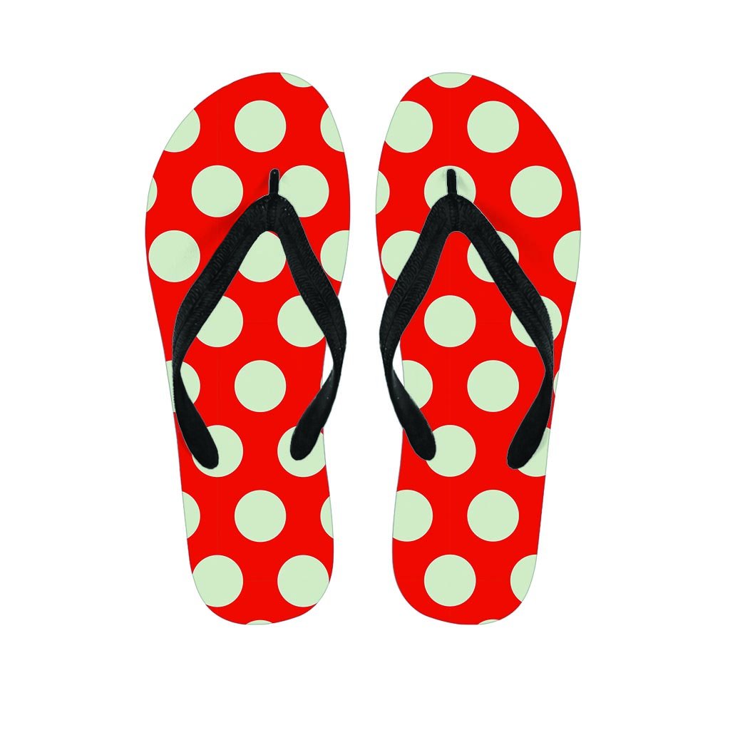 Red And White Polka Dot Women's Flip Flops-grizzshop