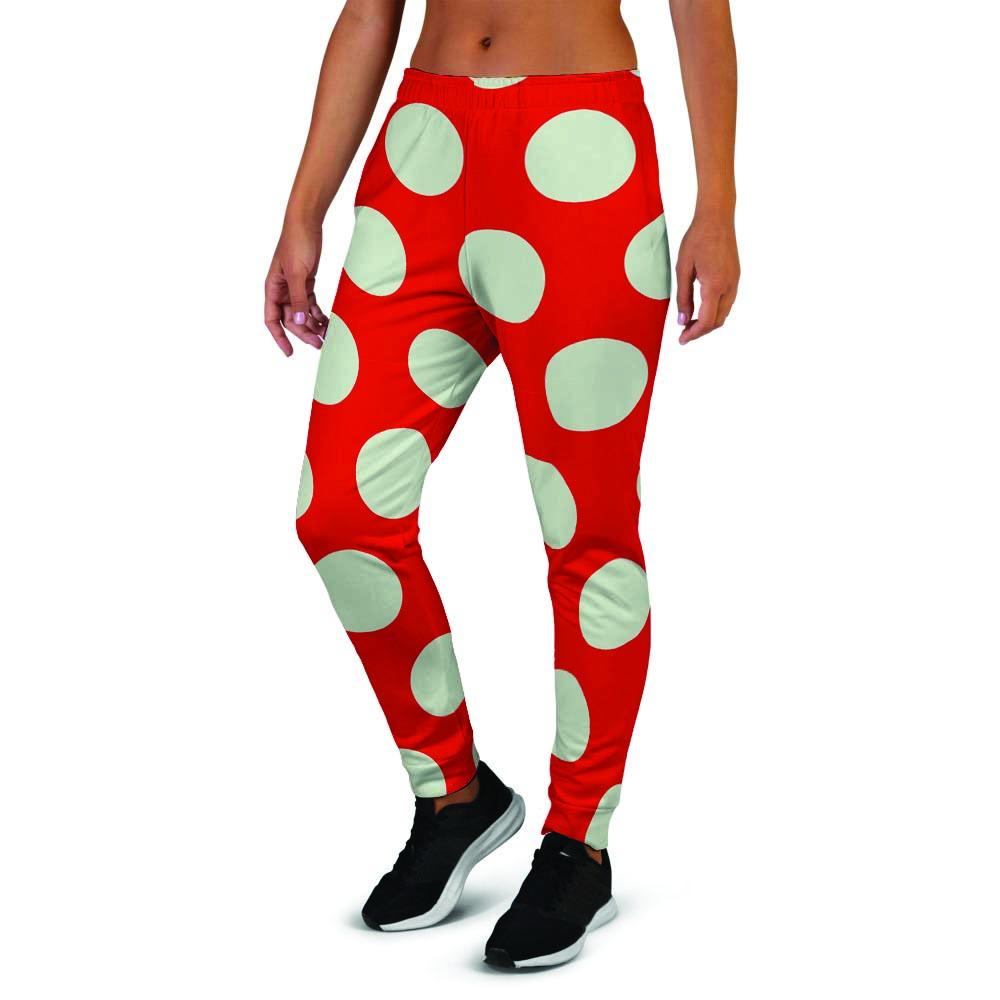 Red And White Polka Dot Women's Joggers-grizzshop