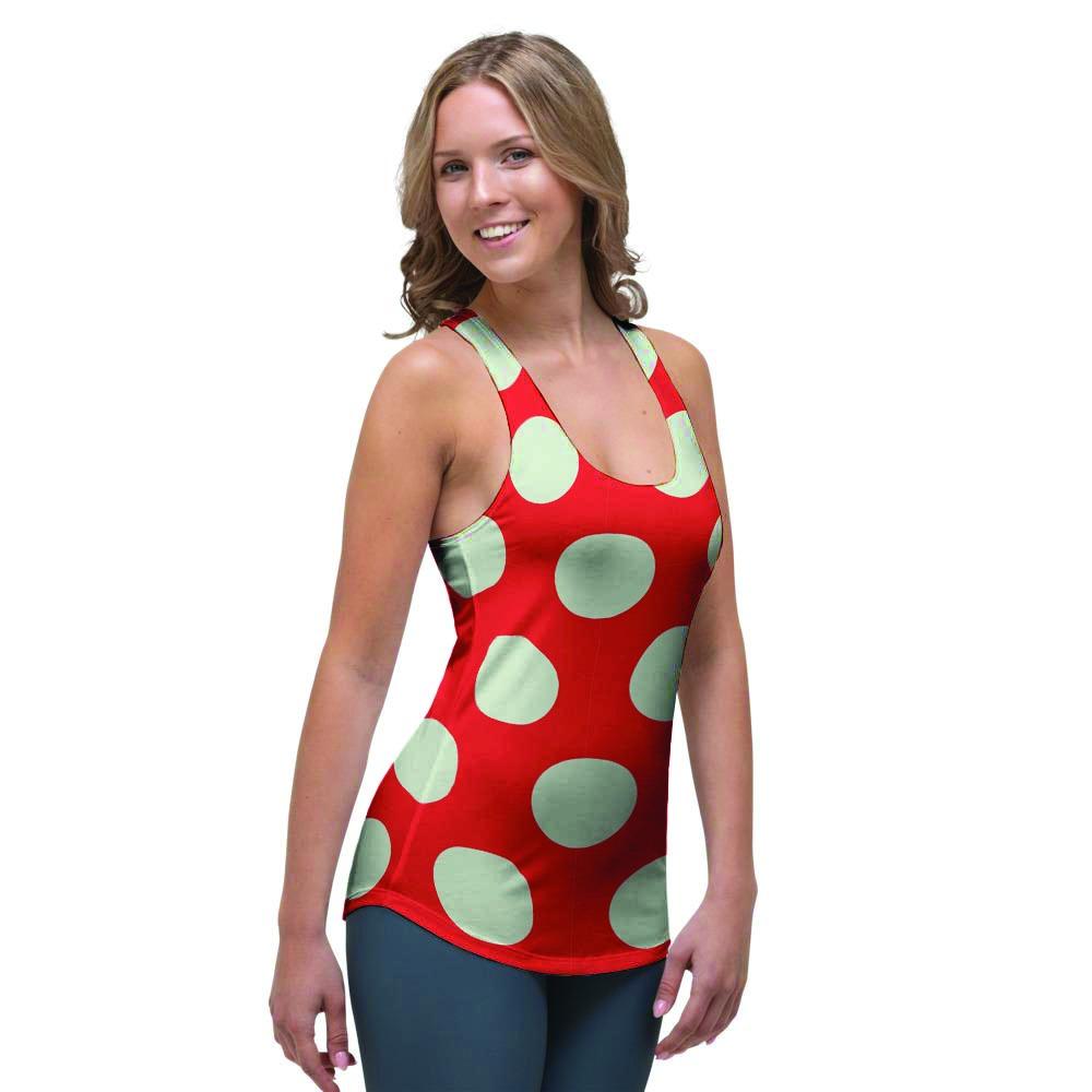 Red And White Polka Dot Women's Racerback Tank Top-grizzshop
