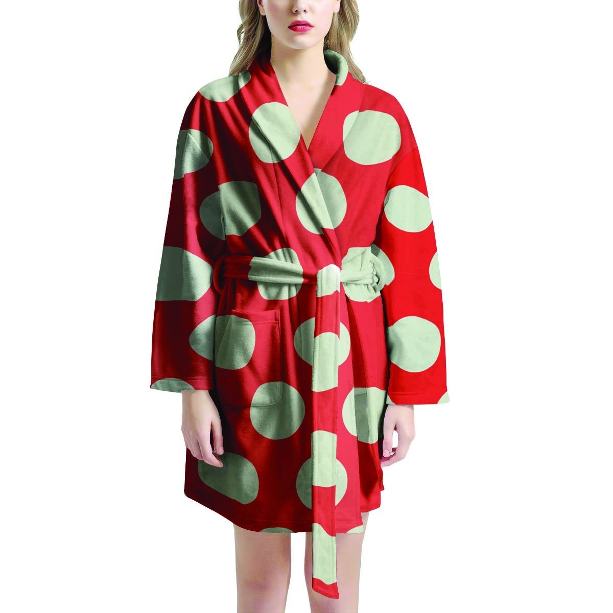 Red And White Polka Dot Women's Robe-grizzshop