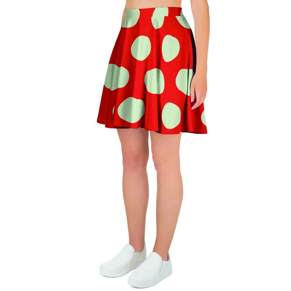 Red And White Polka Dot Women's Skirt-grizzshop