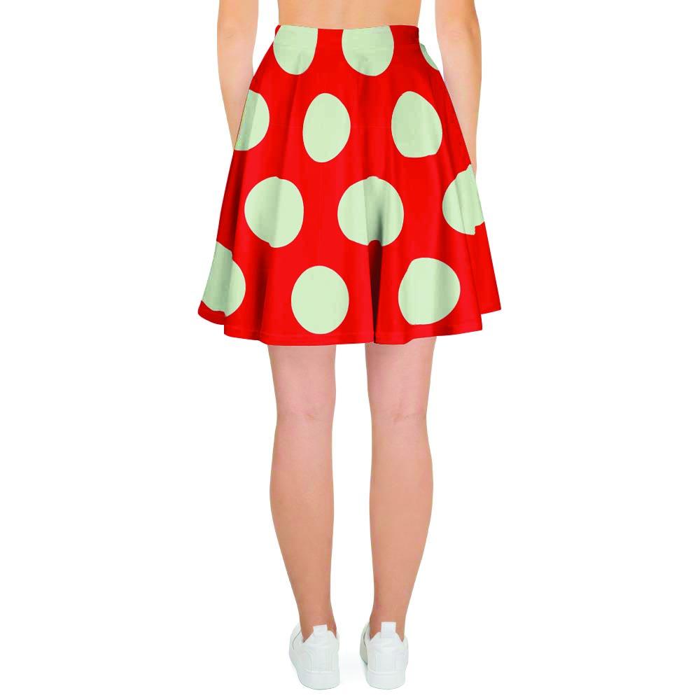 Red And White Polka Dot Women's Skirt-grizzshop