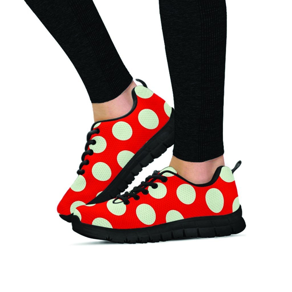 Red And White Polka Dot Women's Sneakers-grizzshop