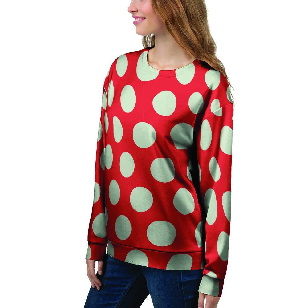 Red And White Polka Dot Women's Sweatshirt-grizzshop