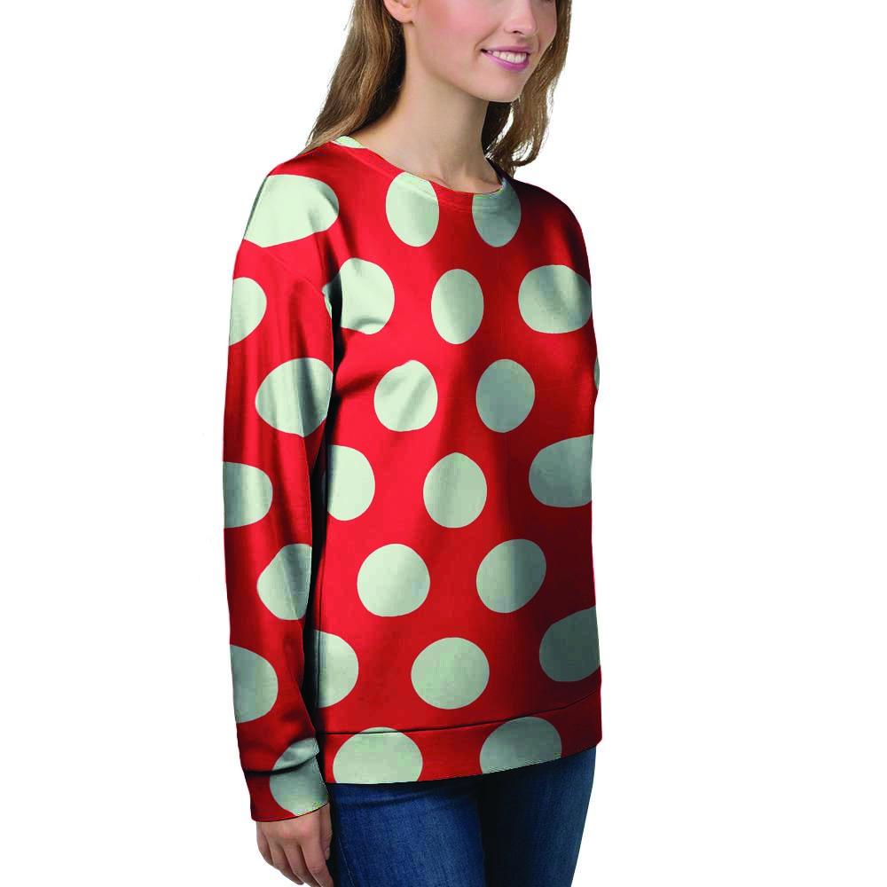 Red And White Polka Dot Women's Sweatshirt-grizzshop