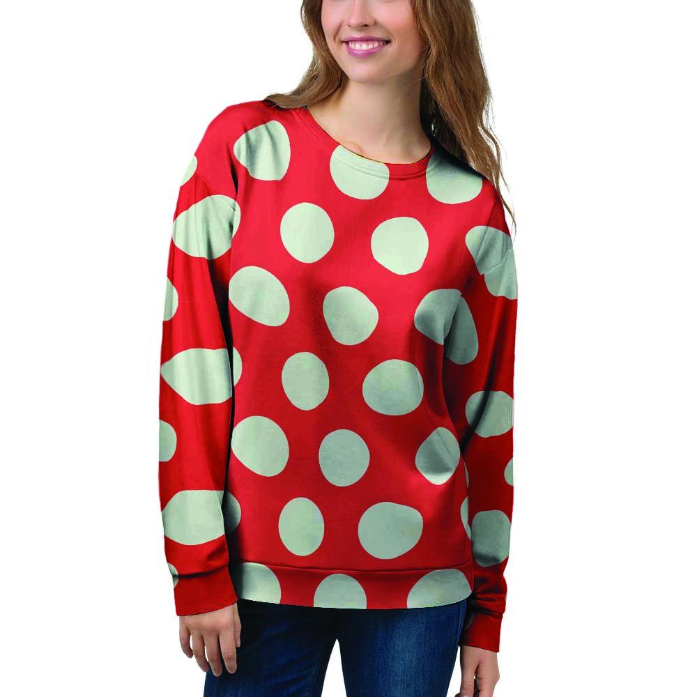 Red And White Polka Dot Women's Sweatshirt-grizzshop