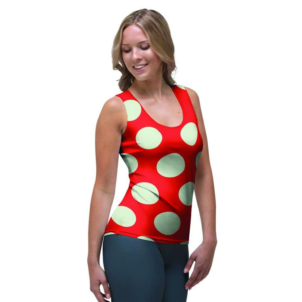 Red And White Polka Dot Women's Tank Top-grizzshop