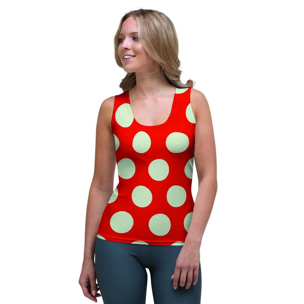 Red And White Polka Dot Women's Tank Top-grizzshop