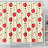 Red Apple Pattern Print Bathroom Shower Curtain-grizzshop