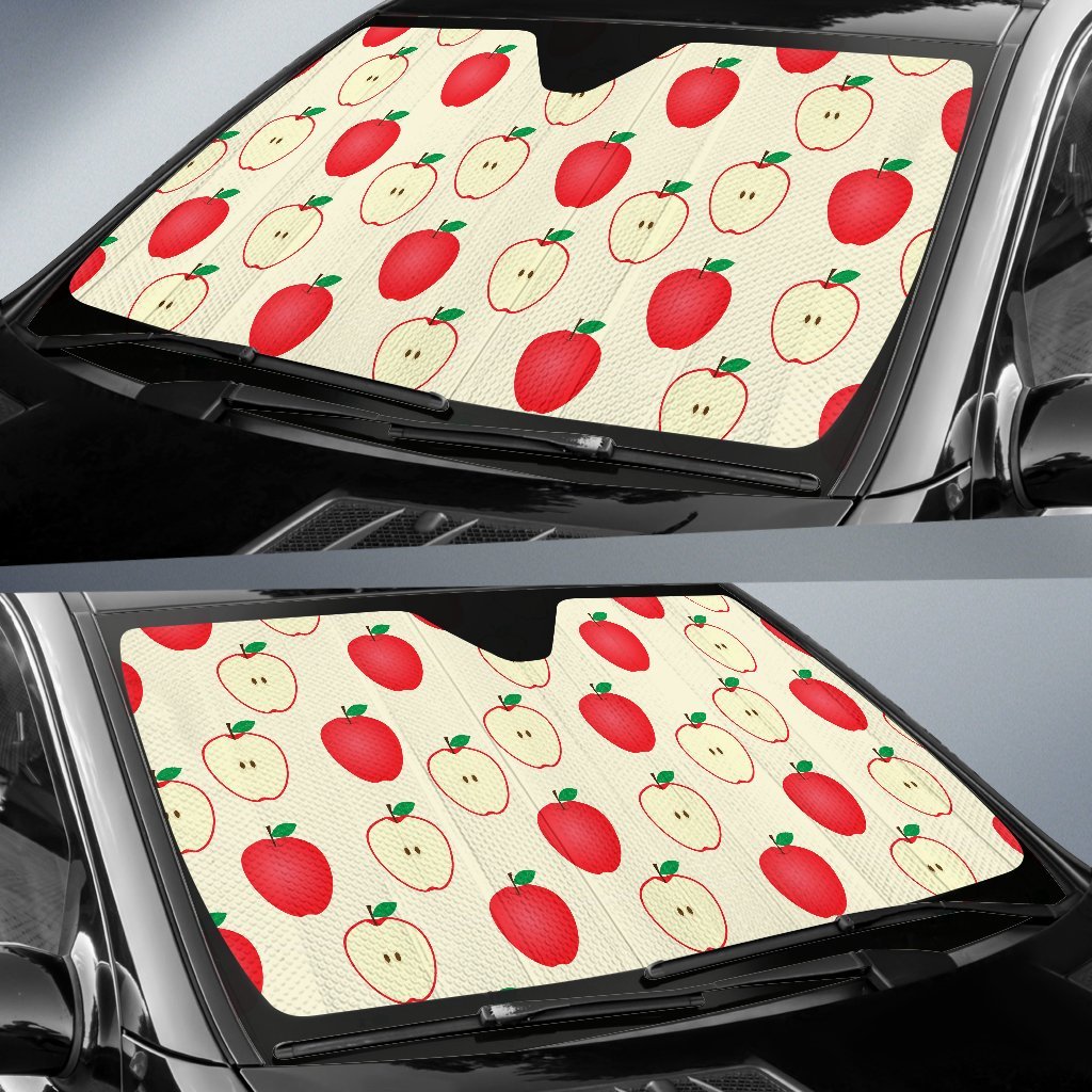 Red Apple Pattern Print Car Sun Shade-grizzshop