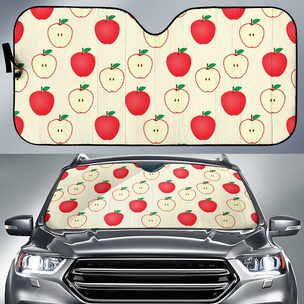Red Apple Pattern Print Car Sun Shade-grizzshop