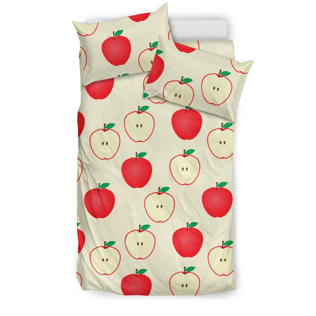 Red Apple Pattern Print Duvet Cover Bedding Set-grizzshop