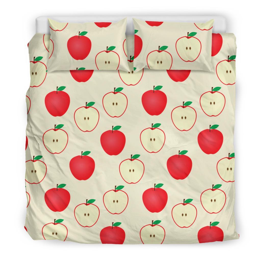 Red Apple Pattern Print Duvet Cover Bedding Set-grizzshop