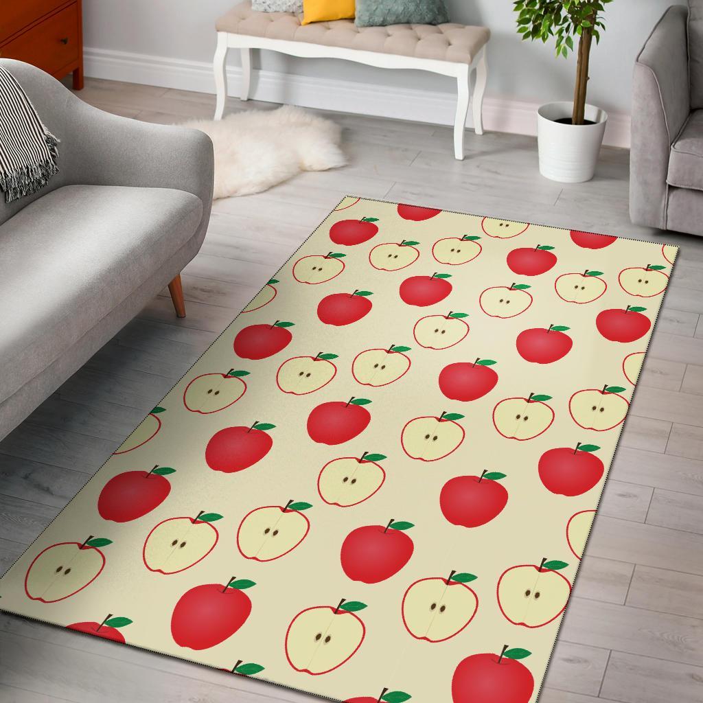 Red Apple Pattern Print Floor Mat-grizzshop