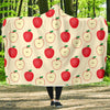 Red Apple Pattern Print Hooded Blanket-grizzshop