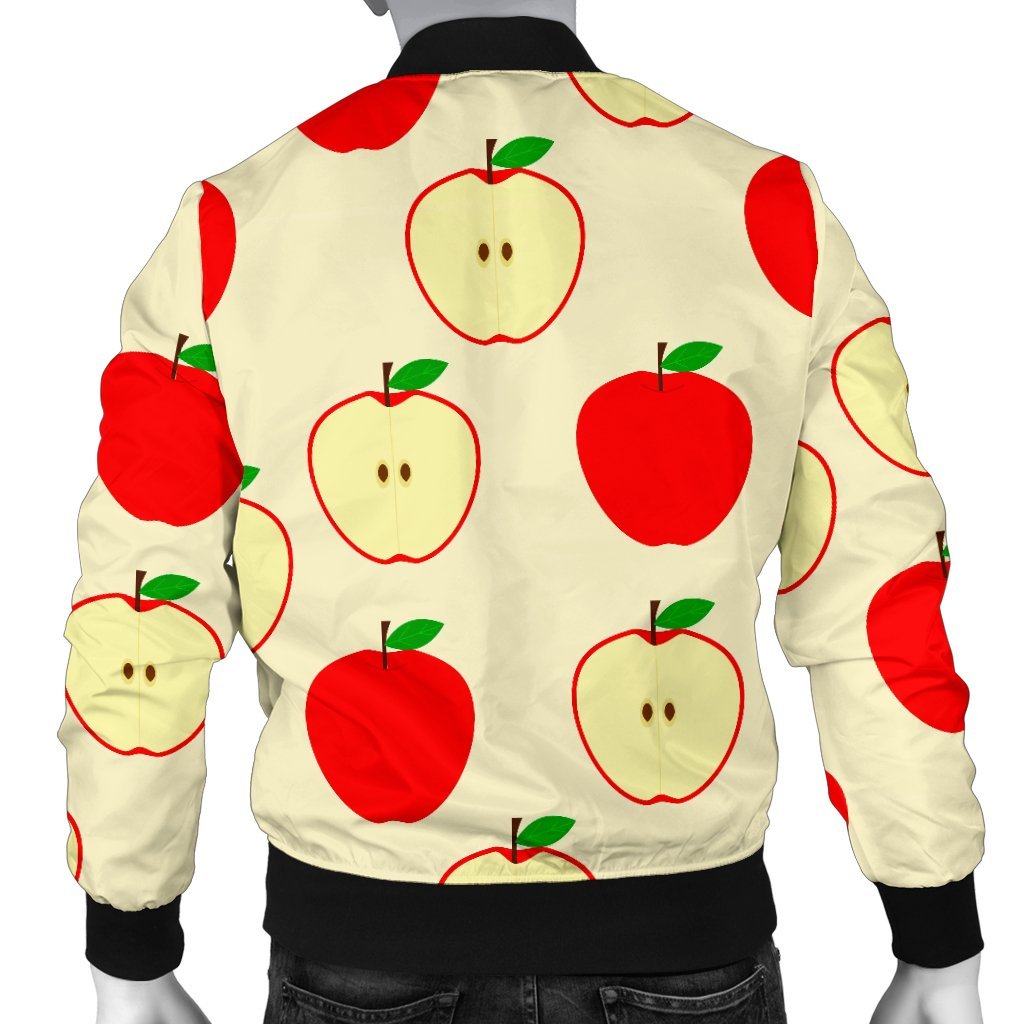 Red Apple Pattern Print Men's Bomber Jacket-grizzshop