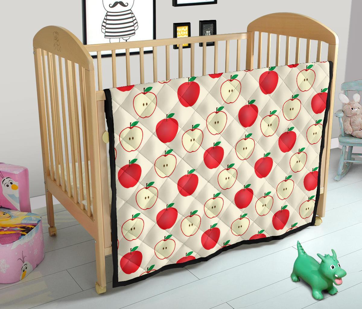 Red Apple Pattern Print Quilt-grizzshop