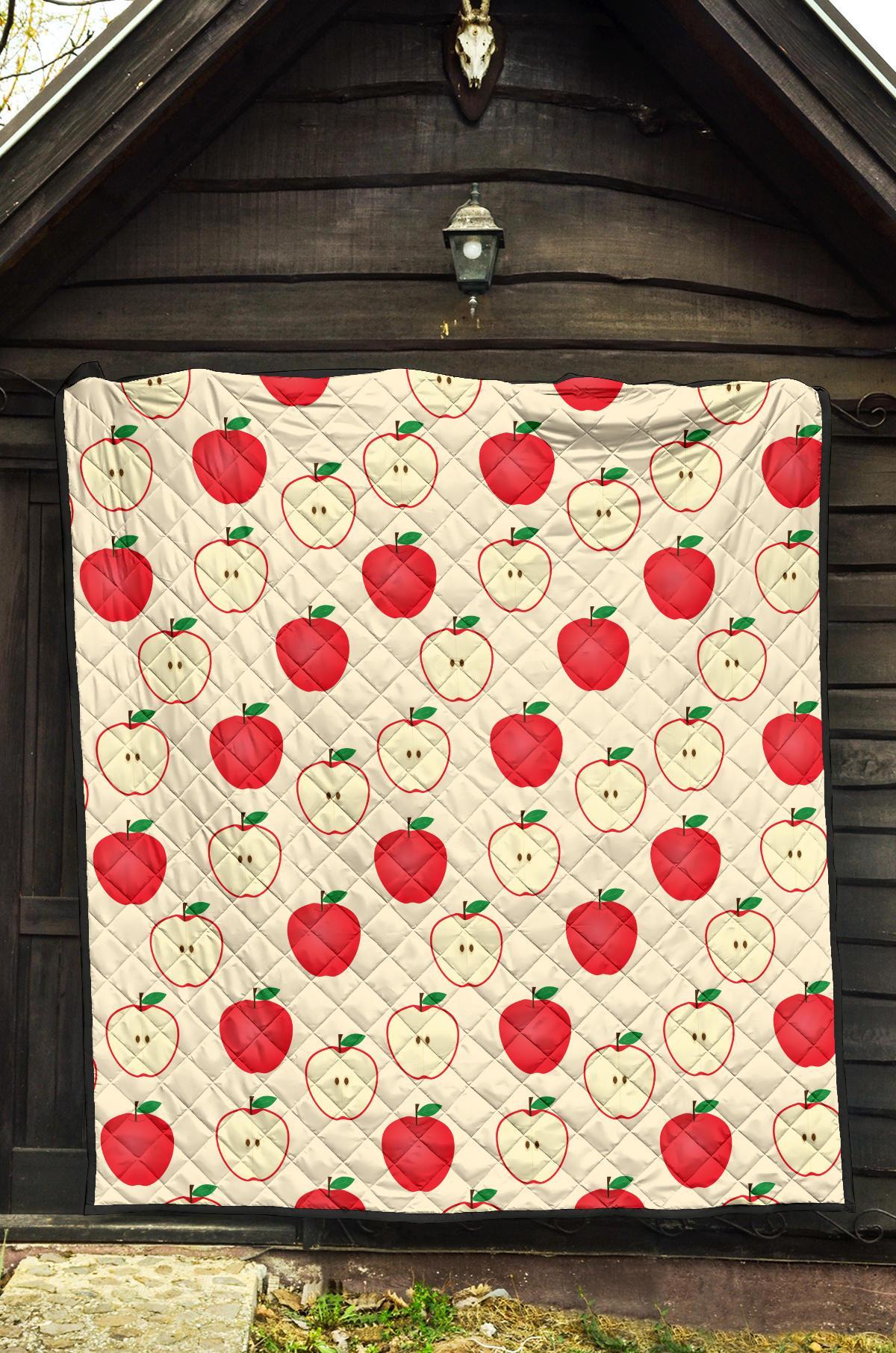 Red Apple Pattern Print Quilt-grizzshop