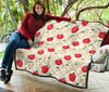 Red Apple Pattern Print Quilt-grizzshop