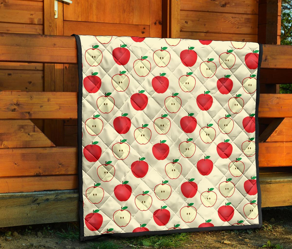 Red Apple Pattern Print Quilt-grizzshop