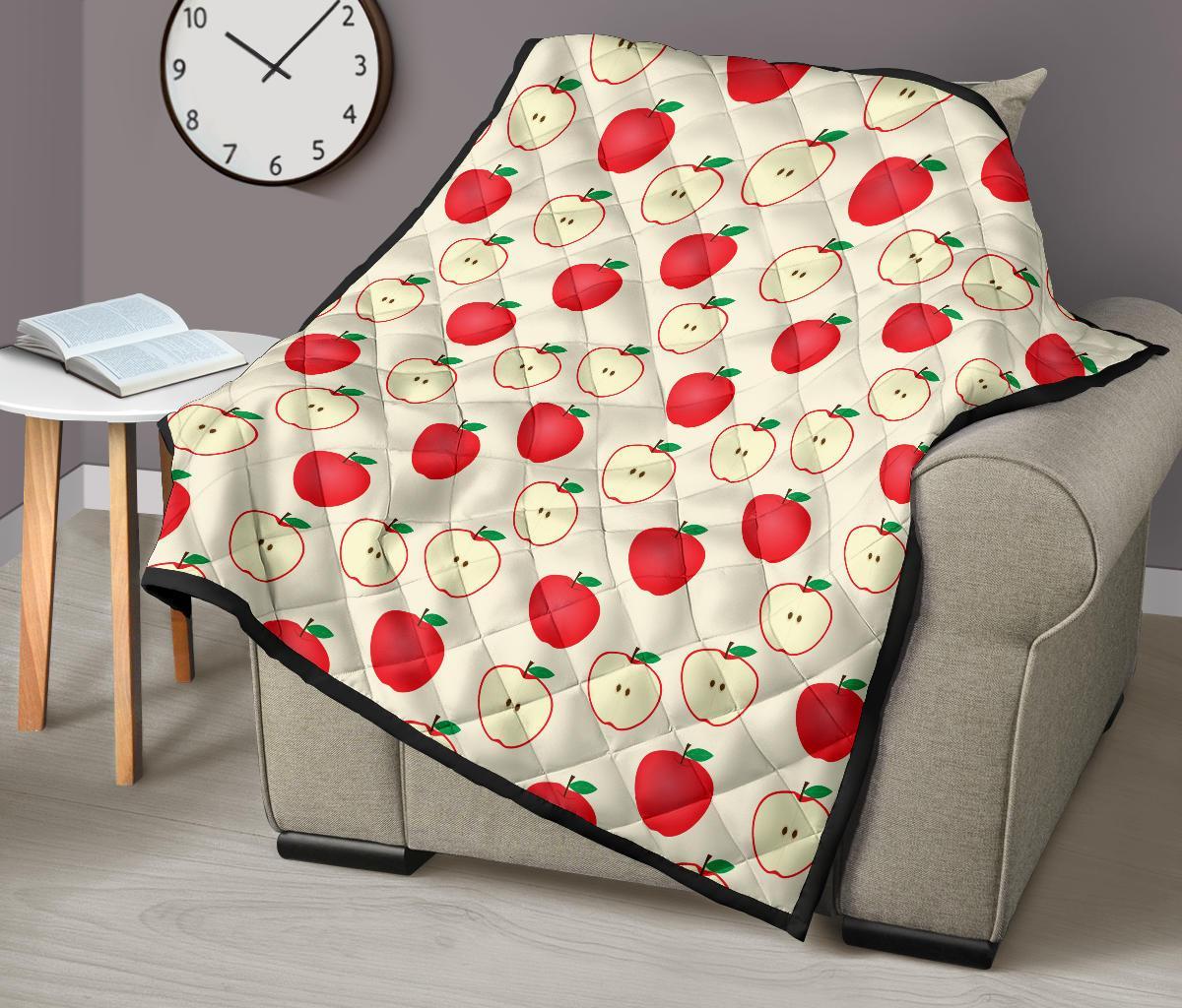 Red Apple Pattern Print Quilt-grizzshop