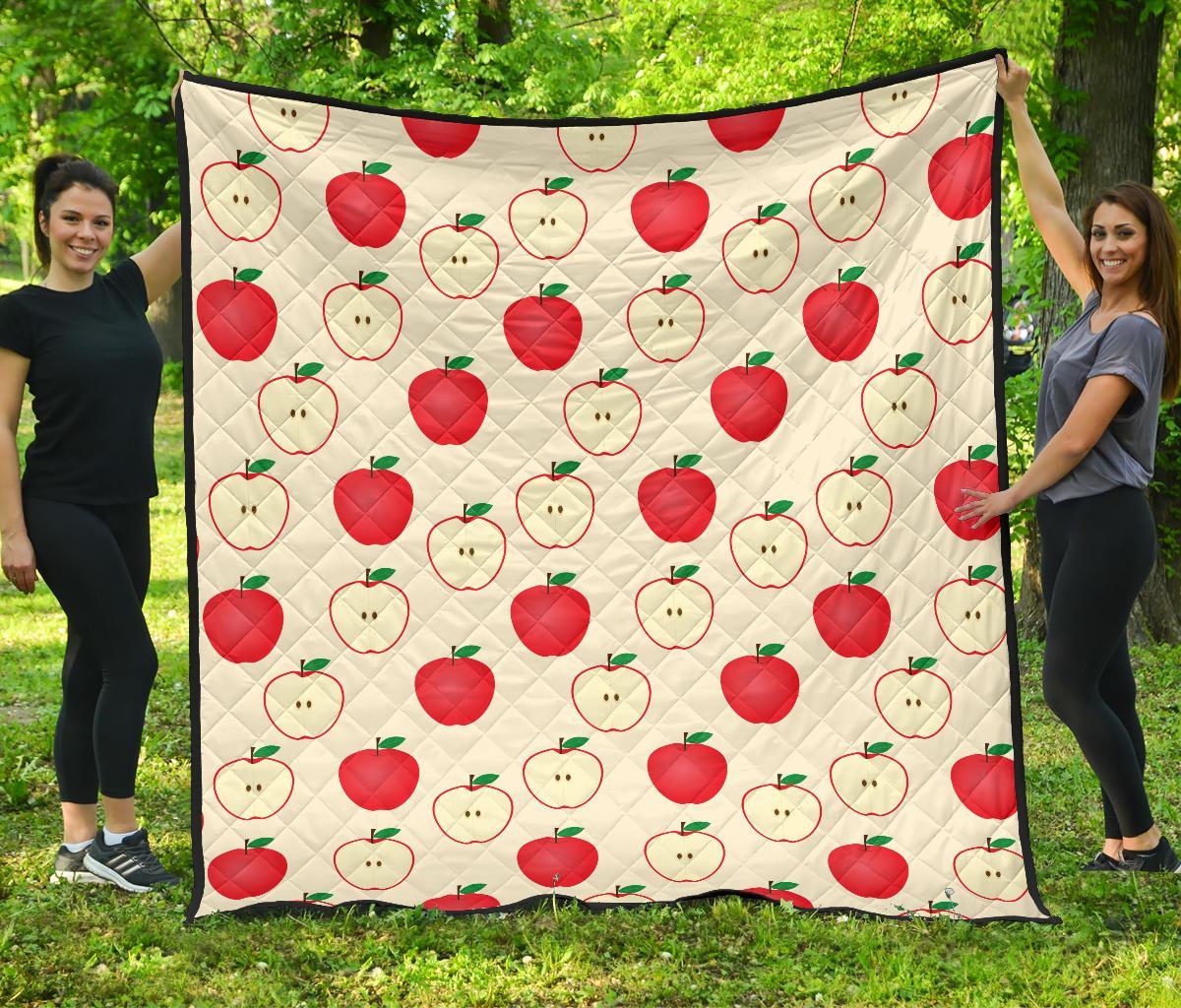 Red Apple Pattern Print Quilt-grizzshop