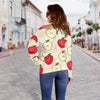 Red Apple Pattern Print Women Off Shoulder Sweatshirt-grizzshop