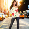 Red Apple Pattern Print Women Off Shoulder Sweatshirt-grizzshop