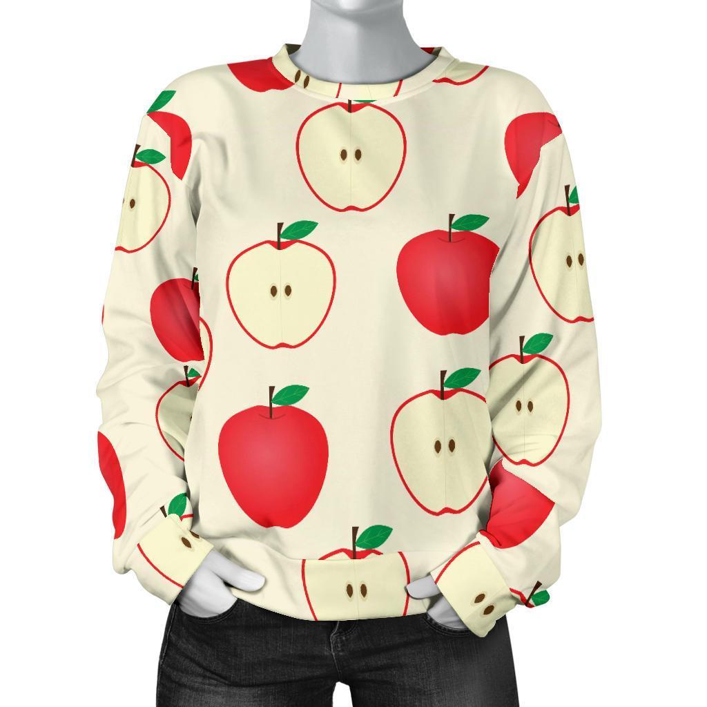 Red Apple Pattern Print Women's Sweatshirt-grizzshop