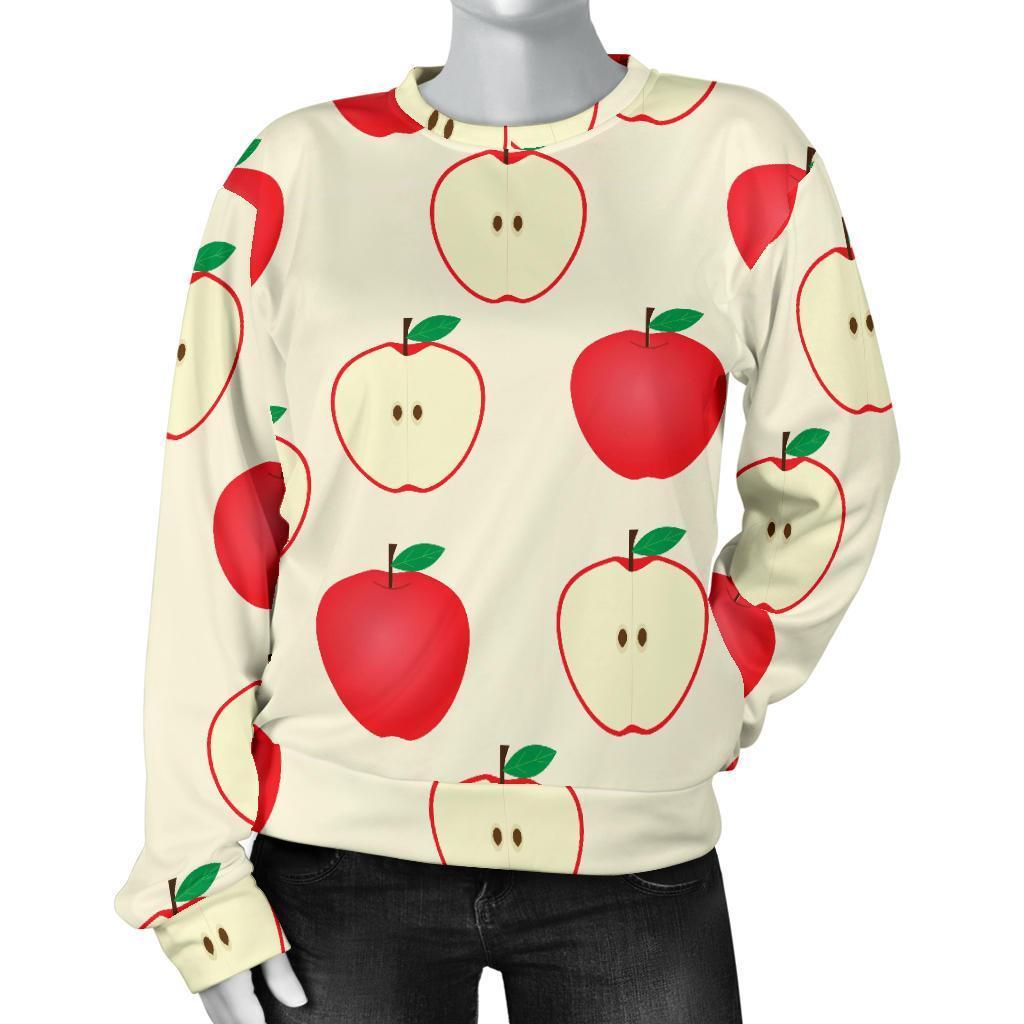 Red Apple Pattern Print Women's Sweatshirt-grizzshop