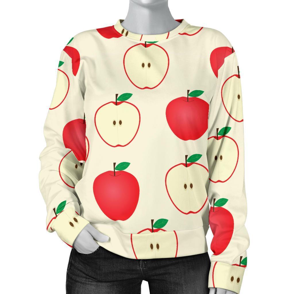 Red Apple Pattern Print Women's Sweatshirt-grizzshop